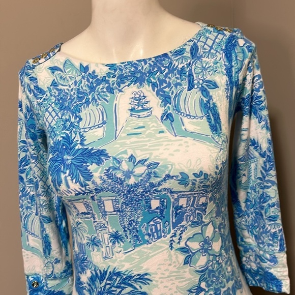 Lilly Pulitzer Sophie Shift Dress Toile Me About It UPF 50+ Blue White Sz XXS - Picture 4 of 14